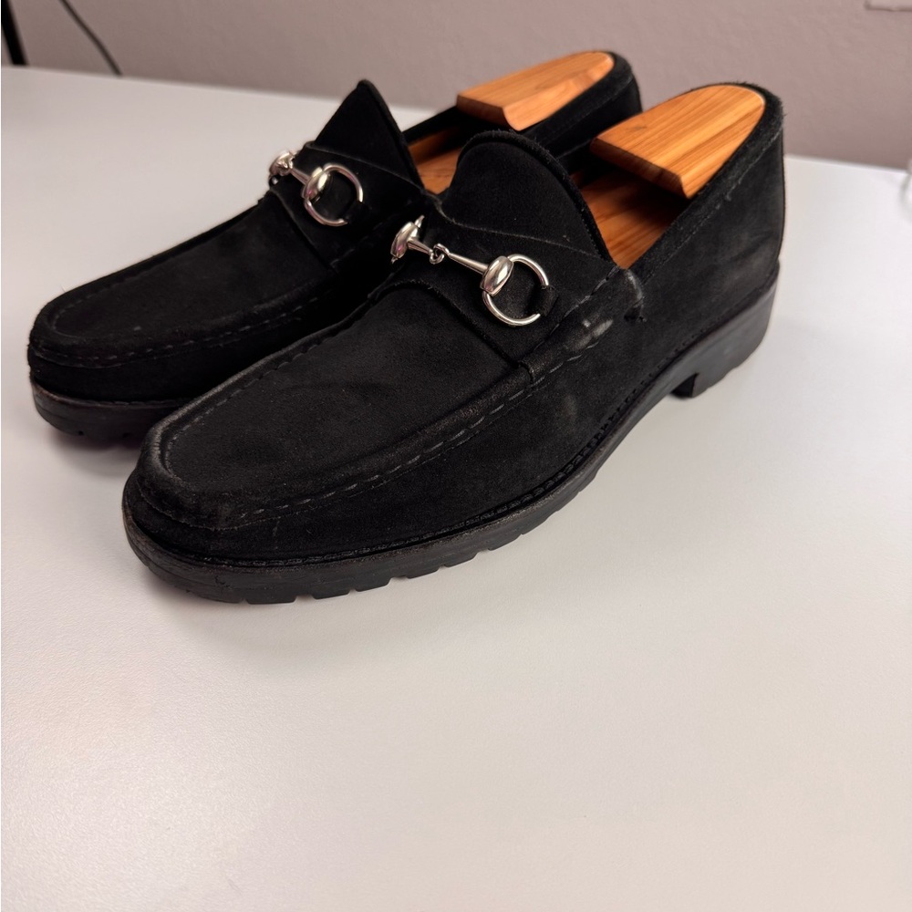 Gucci Mens Horsebit Black Suede Leather  Loafers Shoes Size 10.5 - Picture 7 of 17